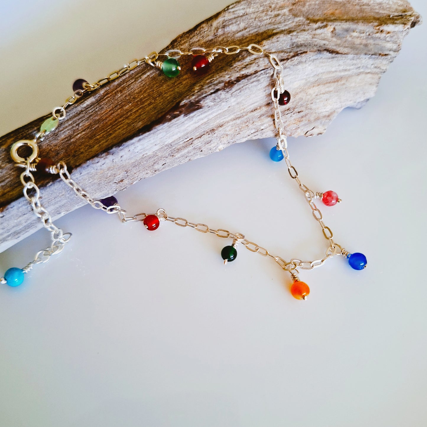TOBILLERA "KENIA" DE AGATAS Y PLATA