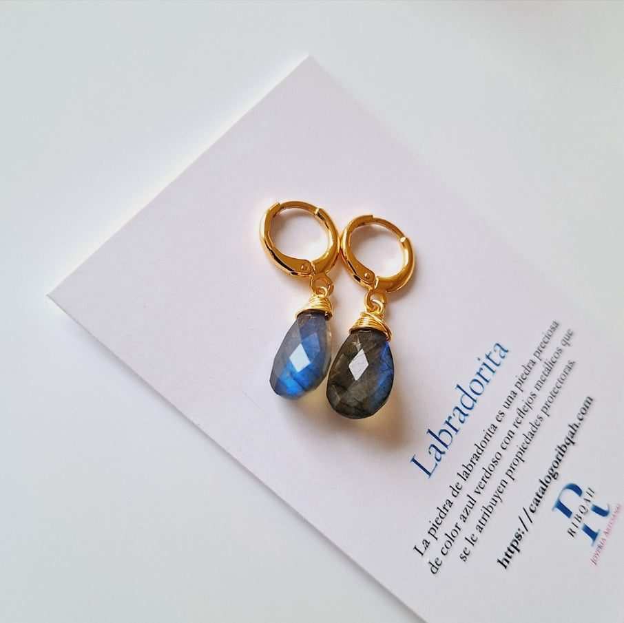 PENDIENTES GOTA" LABRADORITA