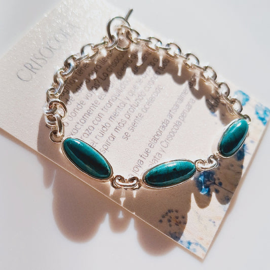 PULSERA "PERUANITA" CRISOCOLA Y PLATA