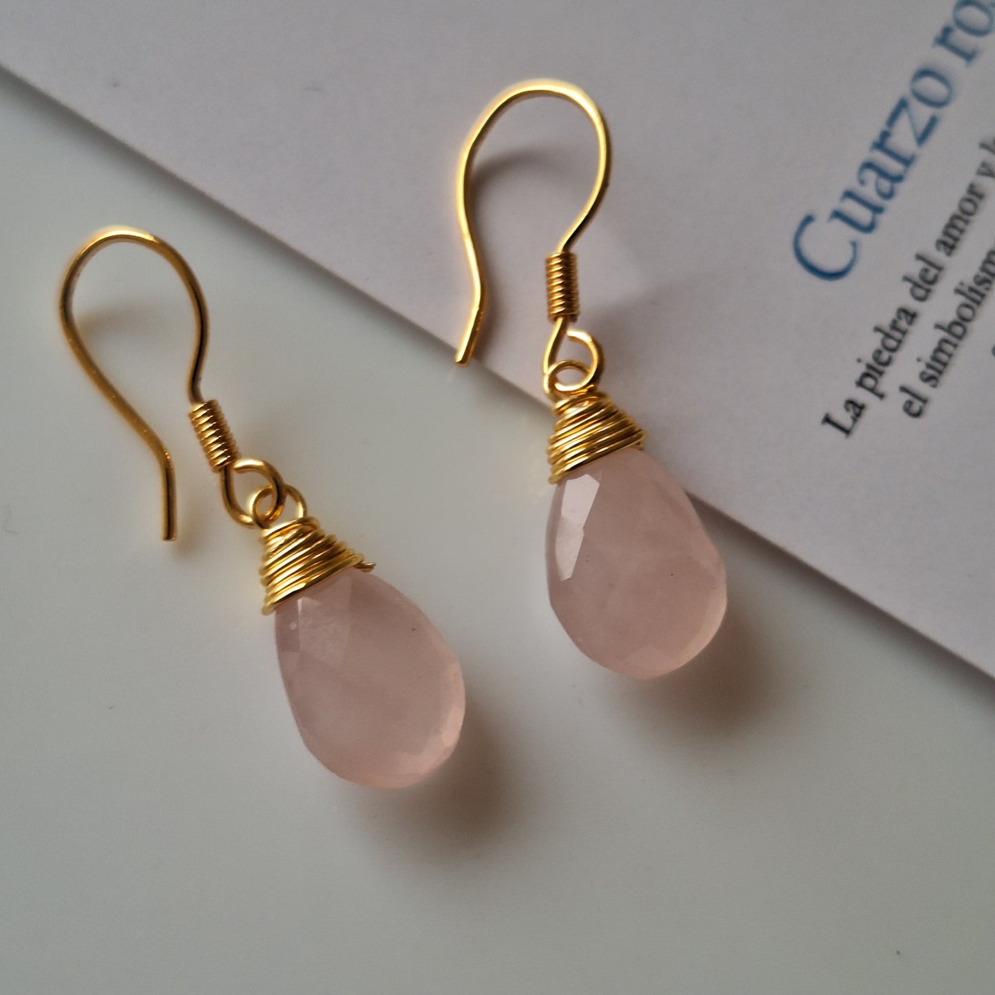 PENDIENTES GOTA" CUARZO ROSA