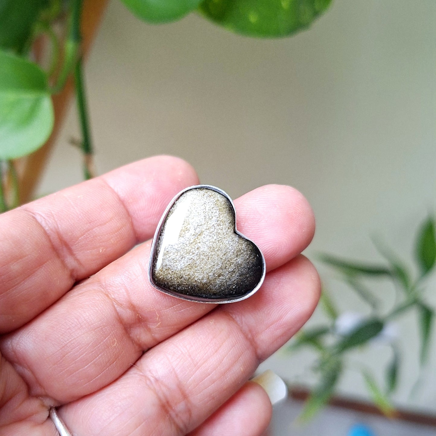 ANILLO OBSIDIANA DORADA