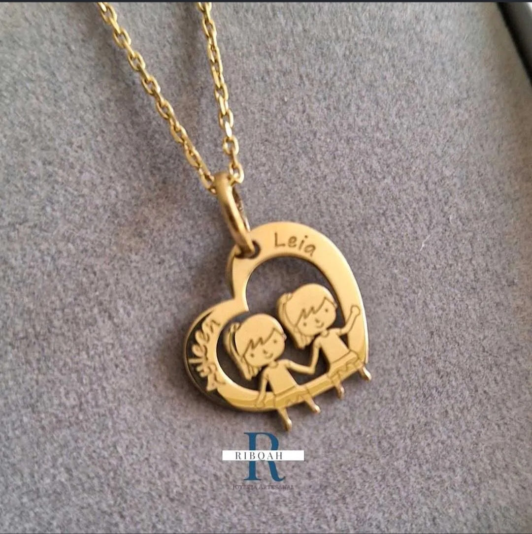 DIJE CORAZÓN PERSONALIZADO ORO 18K