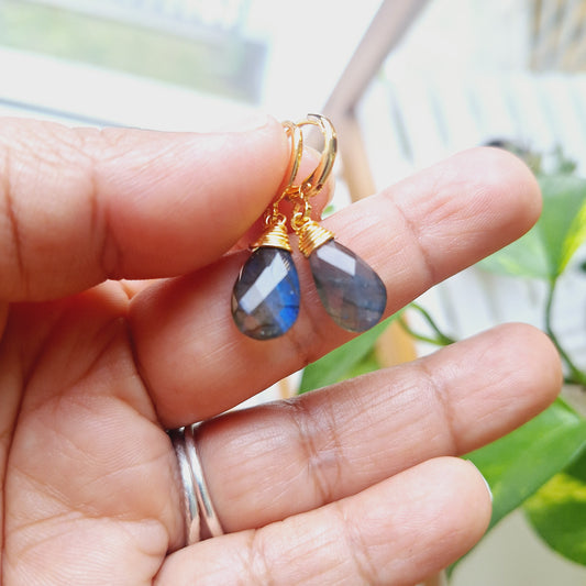 PENDIENTES GOTA" LABRADORITA