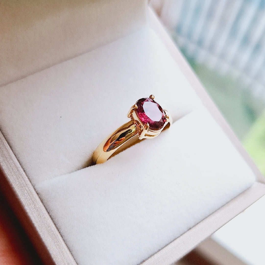 ANILLO ORO 18K Y TURMALINA ROSA