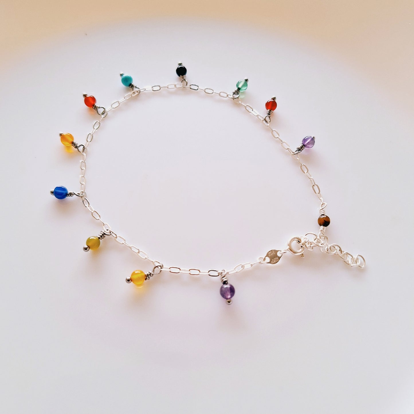 TOBILLERA "KENIA" DE AGATAS Y PLATA