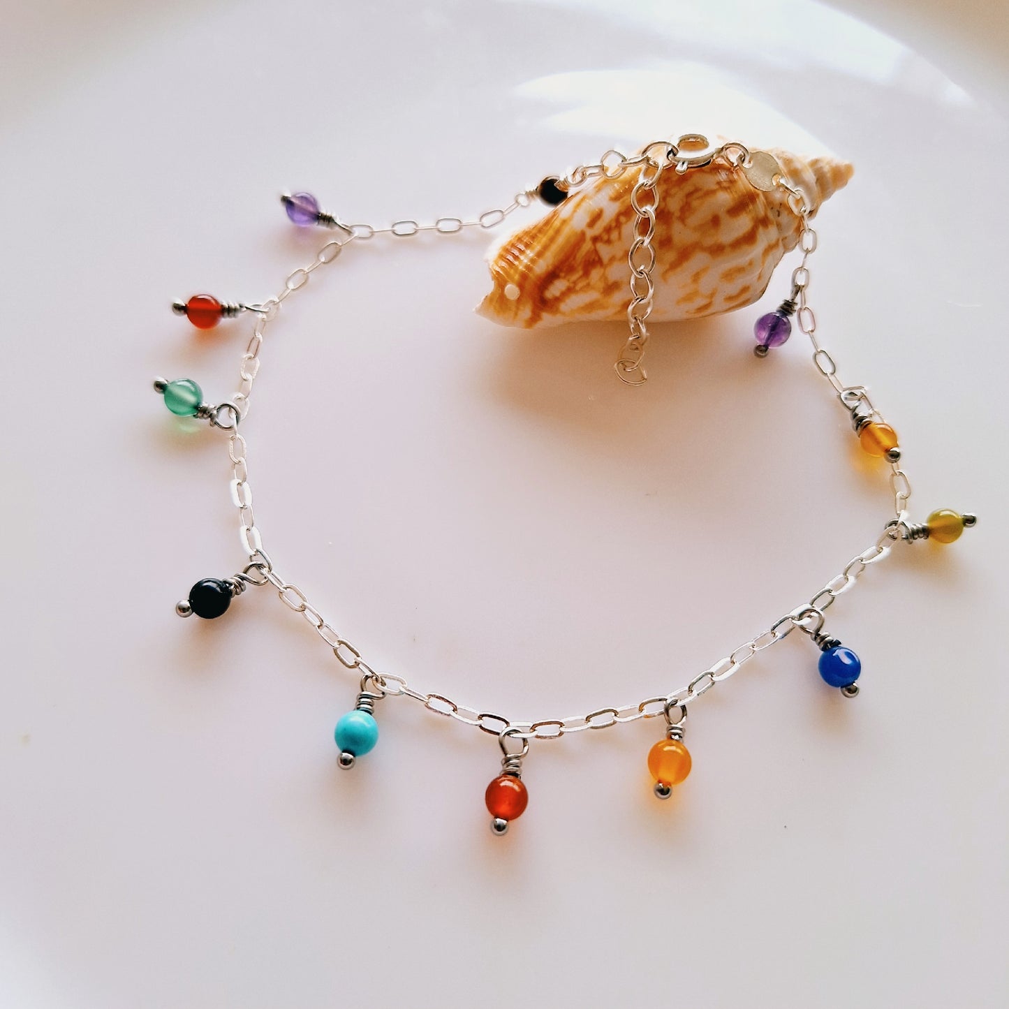 TOBILLERA "KENIA" DE AGATAS Y PLATA