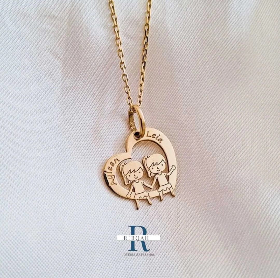 DIJE CORAZÓN PERSONALIZADO ORO 18K