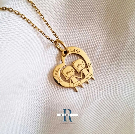 DIJE CORAZÓN PERSONALIZADO ORO 18K