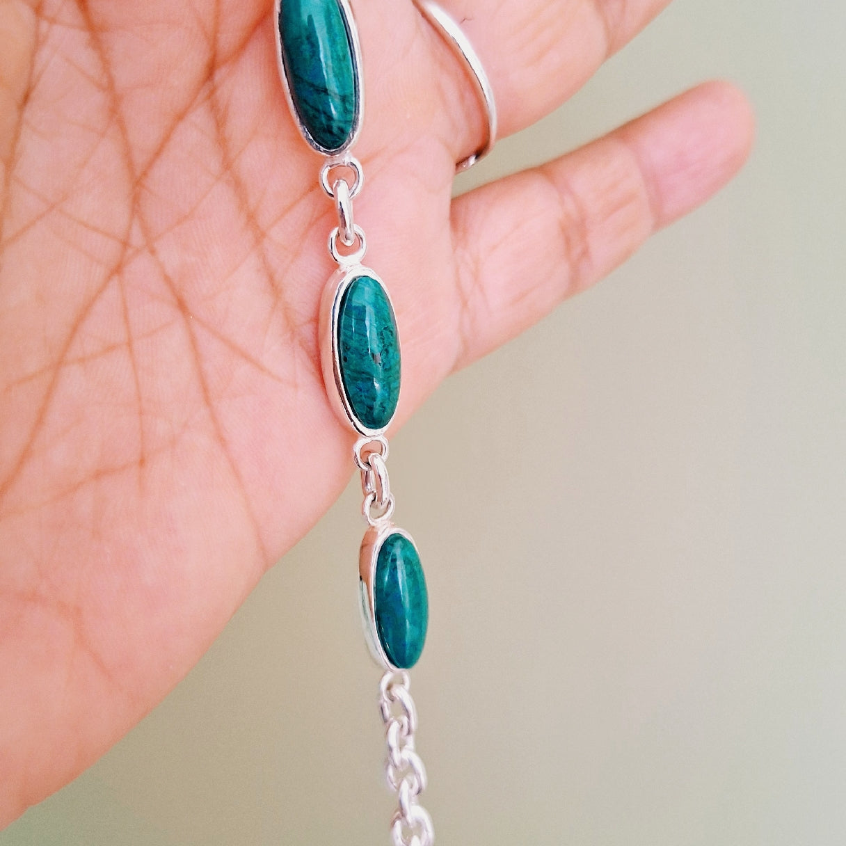 PULSERA "PERUANITA" CRISOCOLA Y PLATA