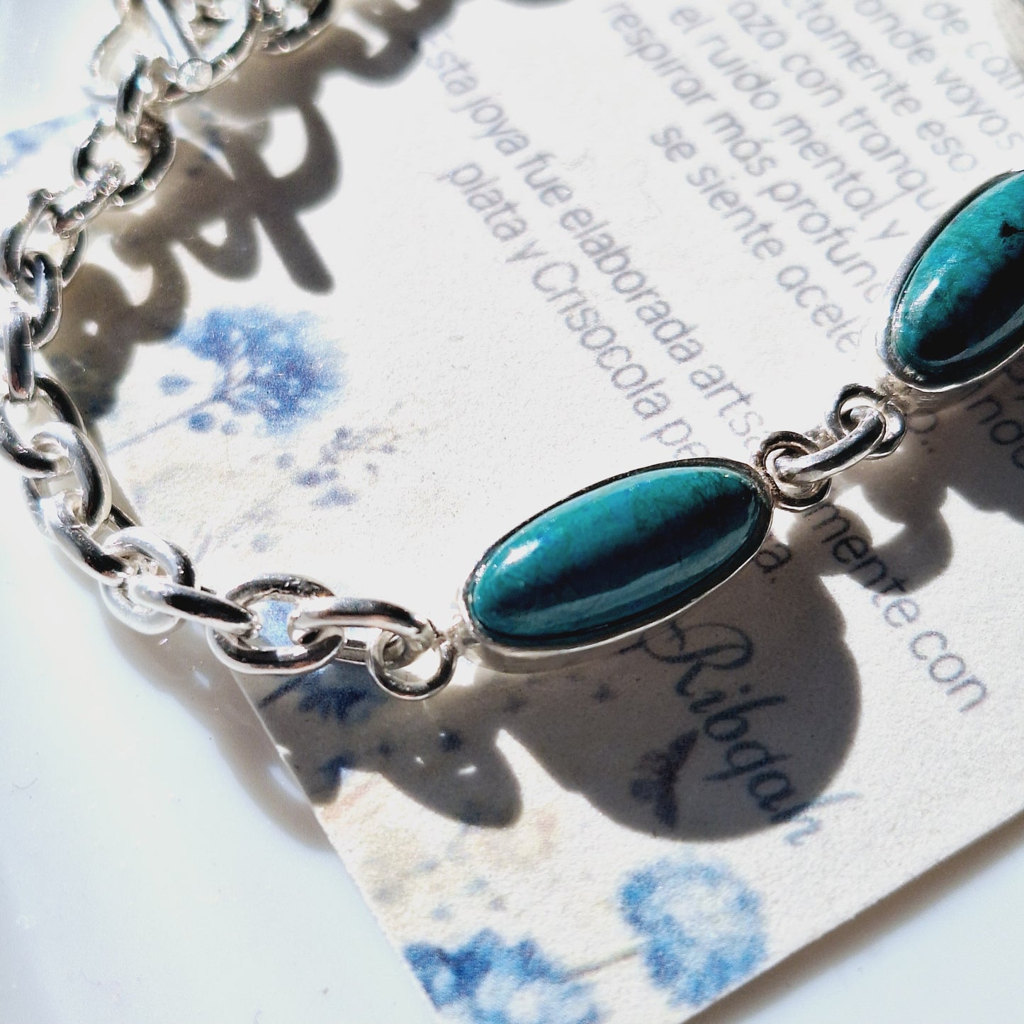 PULSERA "PERUANITA" CRISOCOLA Y PLATA