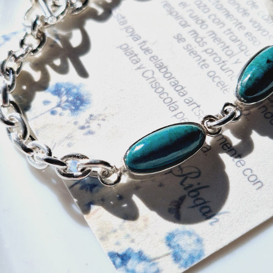 PULSERA "PERUANITA" CRISOCOLA Y PLATA