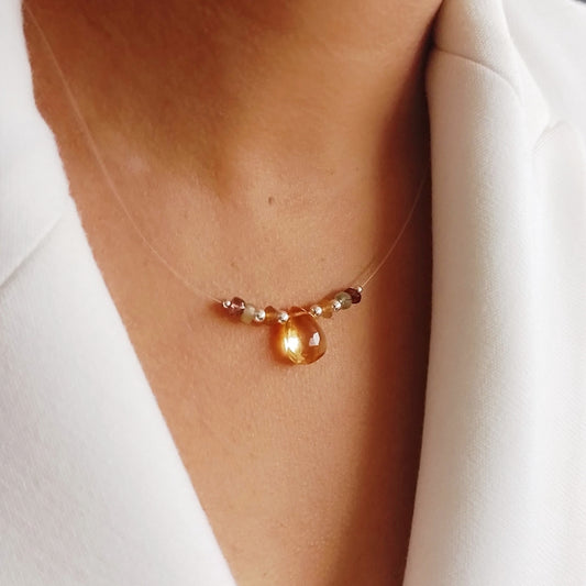 CHOKER "GOTITA" CITRINO Y TURMALINAS