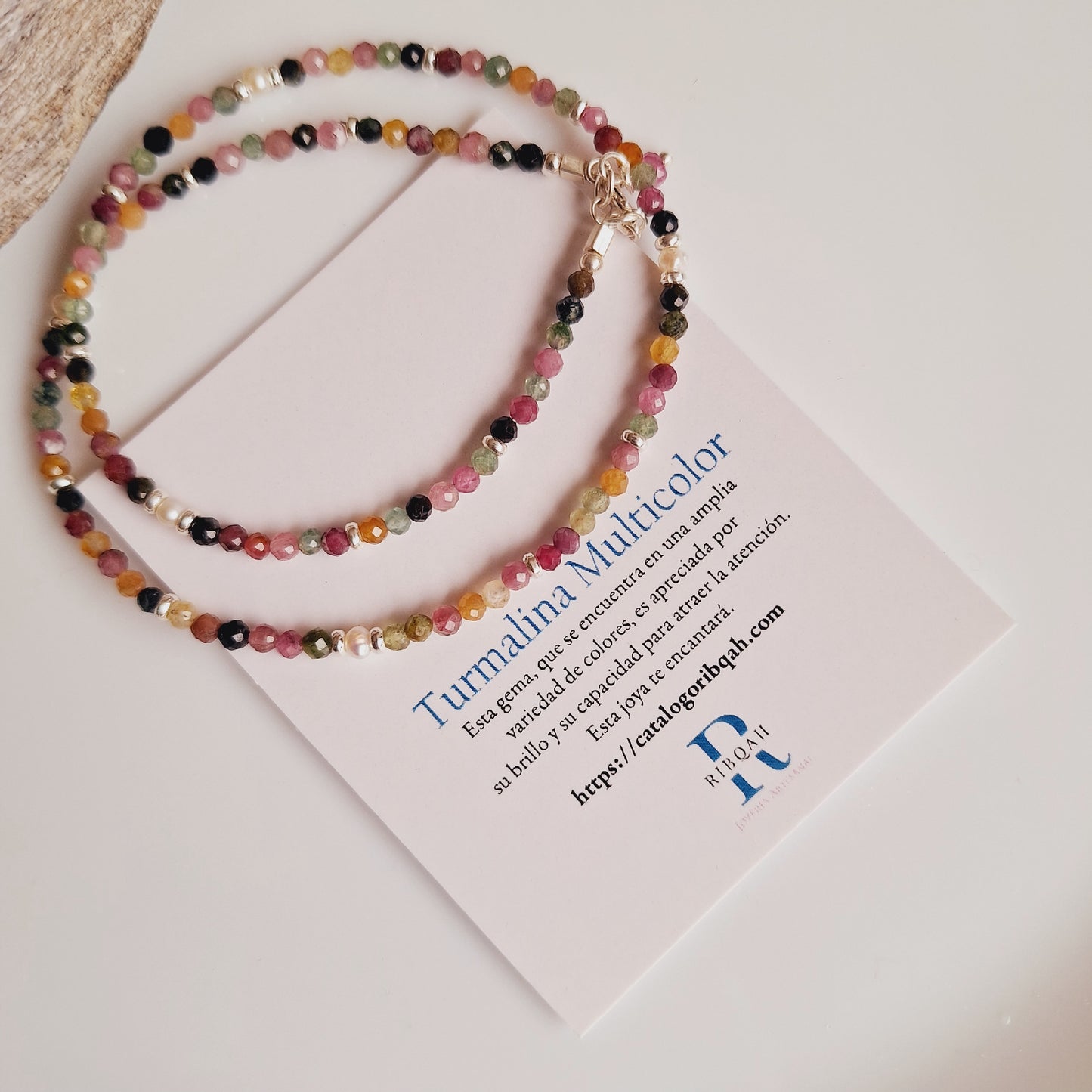 CHOKER "KIRA"DE TURMALINAS Y PERLAS DEL RIO