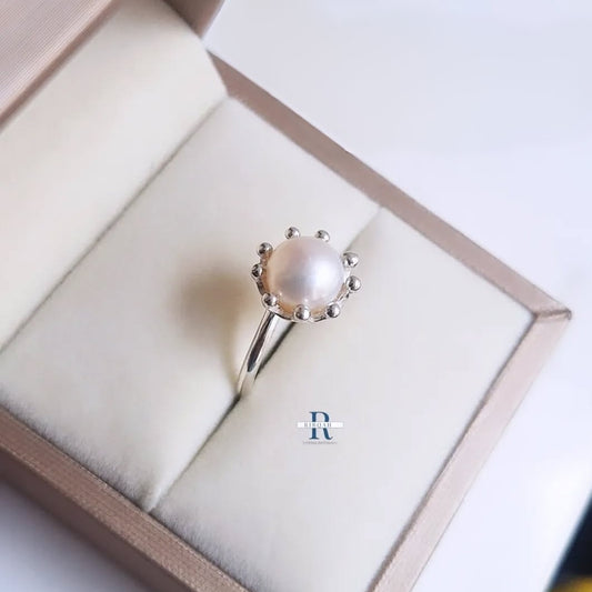 ANILLO CORONA CON PERLA DEL RIO