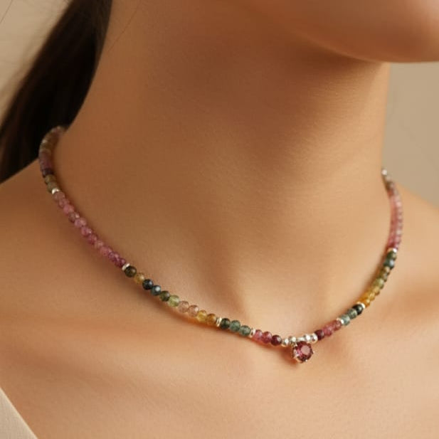 CHOKER "ROSE" DE TURMALINAS