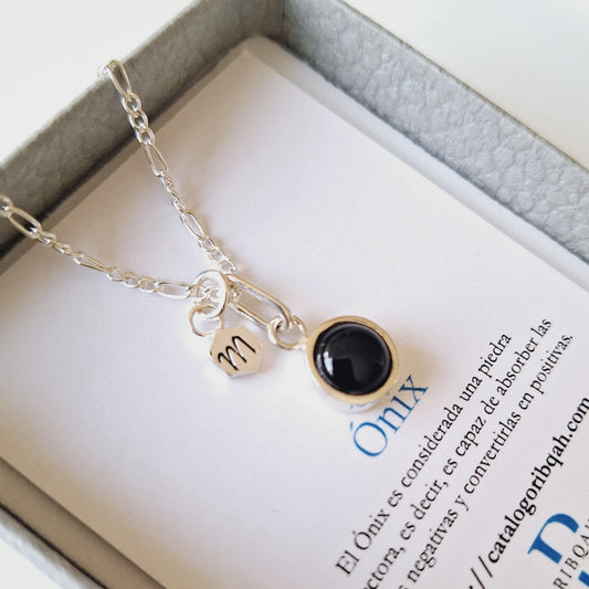 COLLAR CON PIEDRA DE NACIMIENTO" ONIX