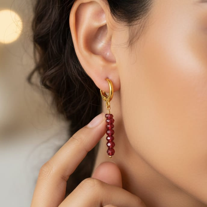 ARETES "BARRA" GRANATE