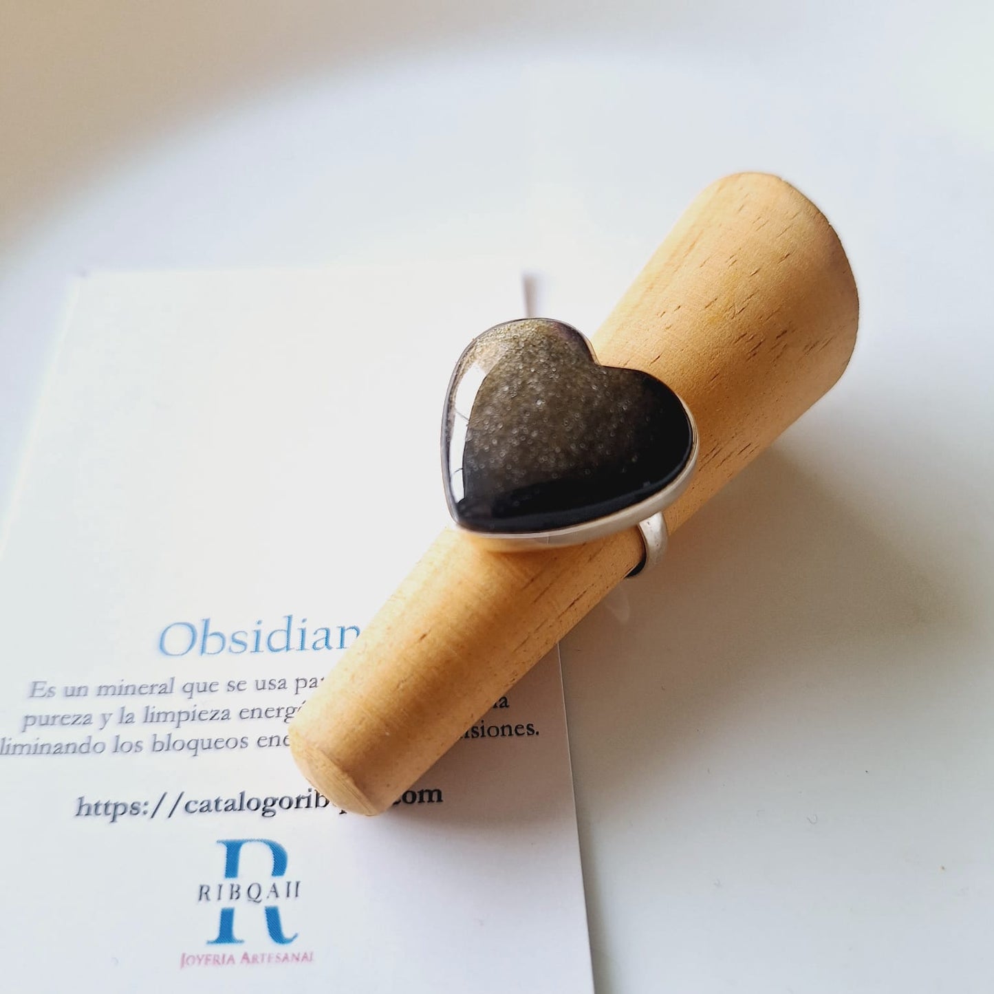 ANILLO OBSIDIANA DORADA