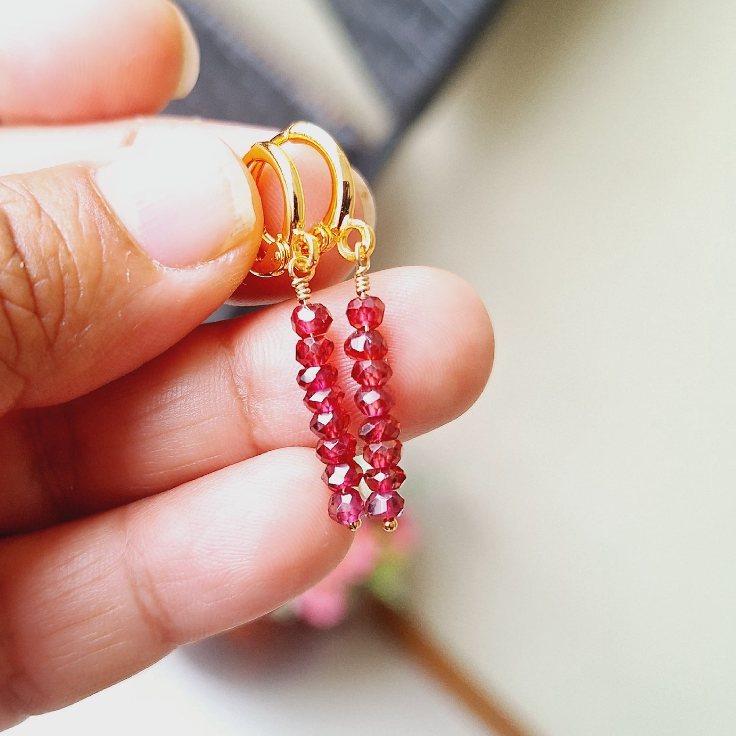 ARETES "BARRA" GRANATE