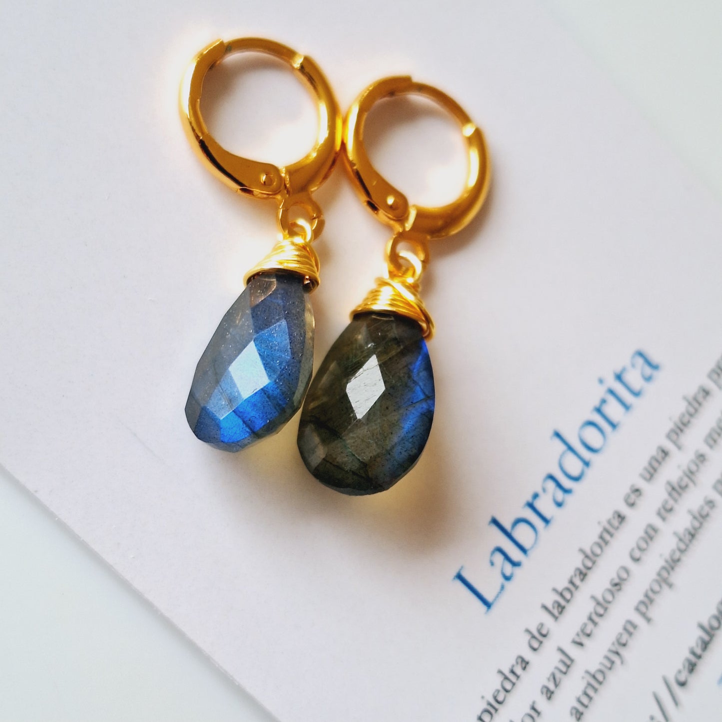 PENDIENTES GOTA" LABRADORITA