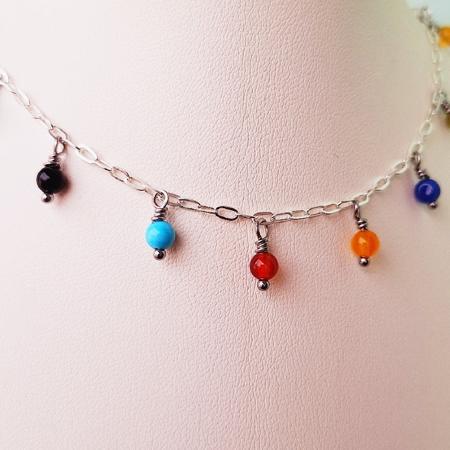 TOBILLERA "KENIA" DE AGATAS Y PLATA