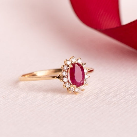 ANILLO JULIET RUBI Y BRILLANTES
