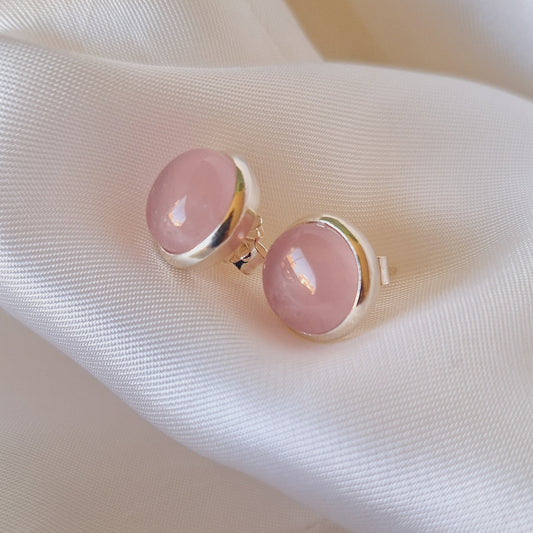 PENDIENTES MEDIANOS DE CUARZO ROSA