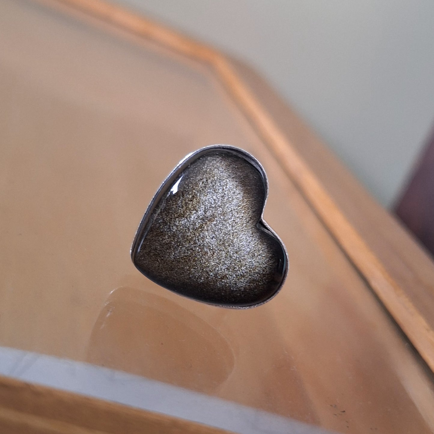 ANILLO OBSIDIANA DORADA
