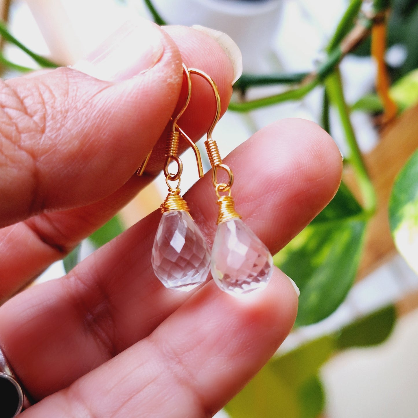 PENDIENTES GOTA" CUARZO CRISTAL